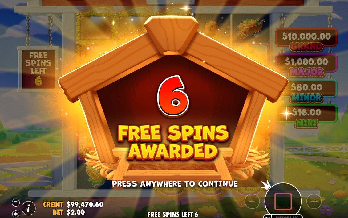 Win screen showing the payout after a base game spin