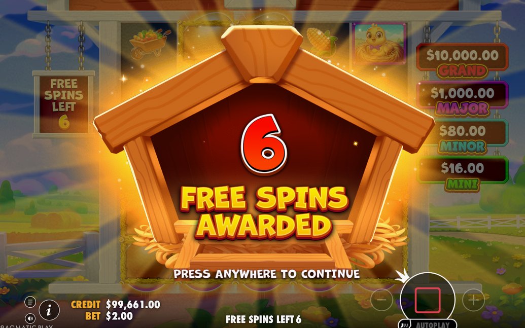 Bonus screen with a spinning Wheel Bonus